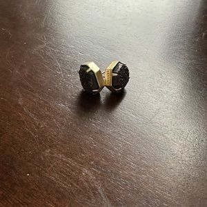 Kendra Scott hexagon studs - black and gold